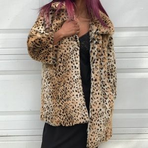 GB Faux Leopard Fur Coat with Half Sleeve SOLD